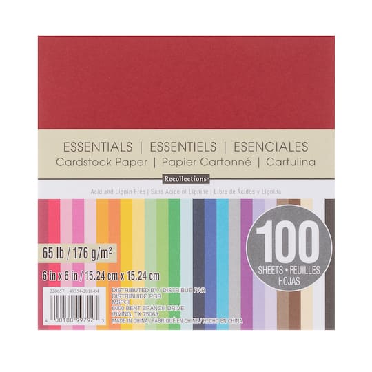 Essentials 6" x 6" Cardstock Paper by Recollections™, 100 Sheets